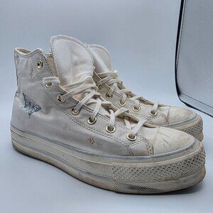 Converse Chuck Taylor All Star Lift Hi Tiny Tattoos Womens Size 10 White Shoes